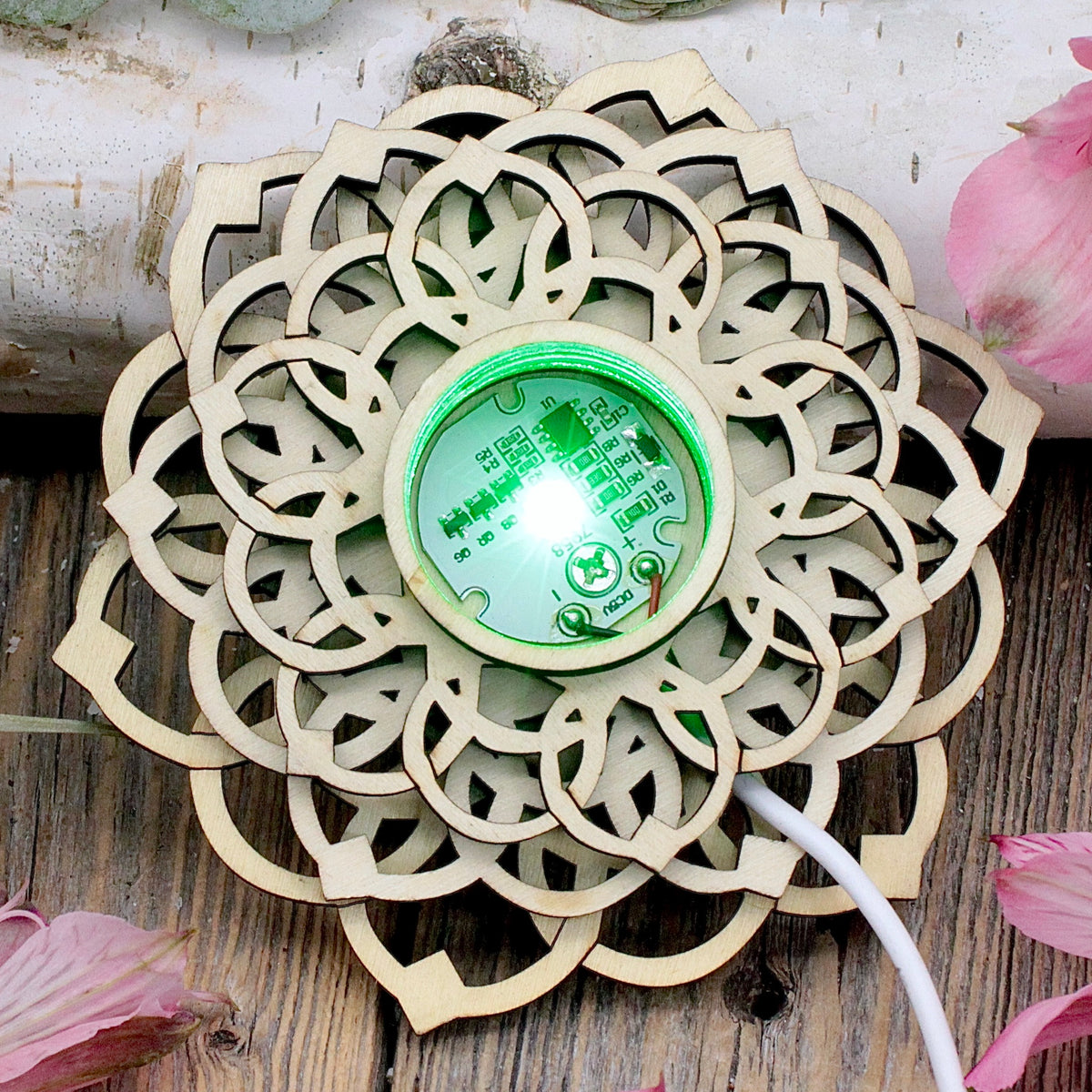 Lotus Sphere Holder with Color-Changing Light