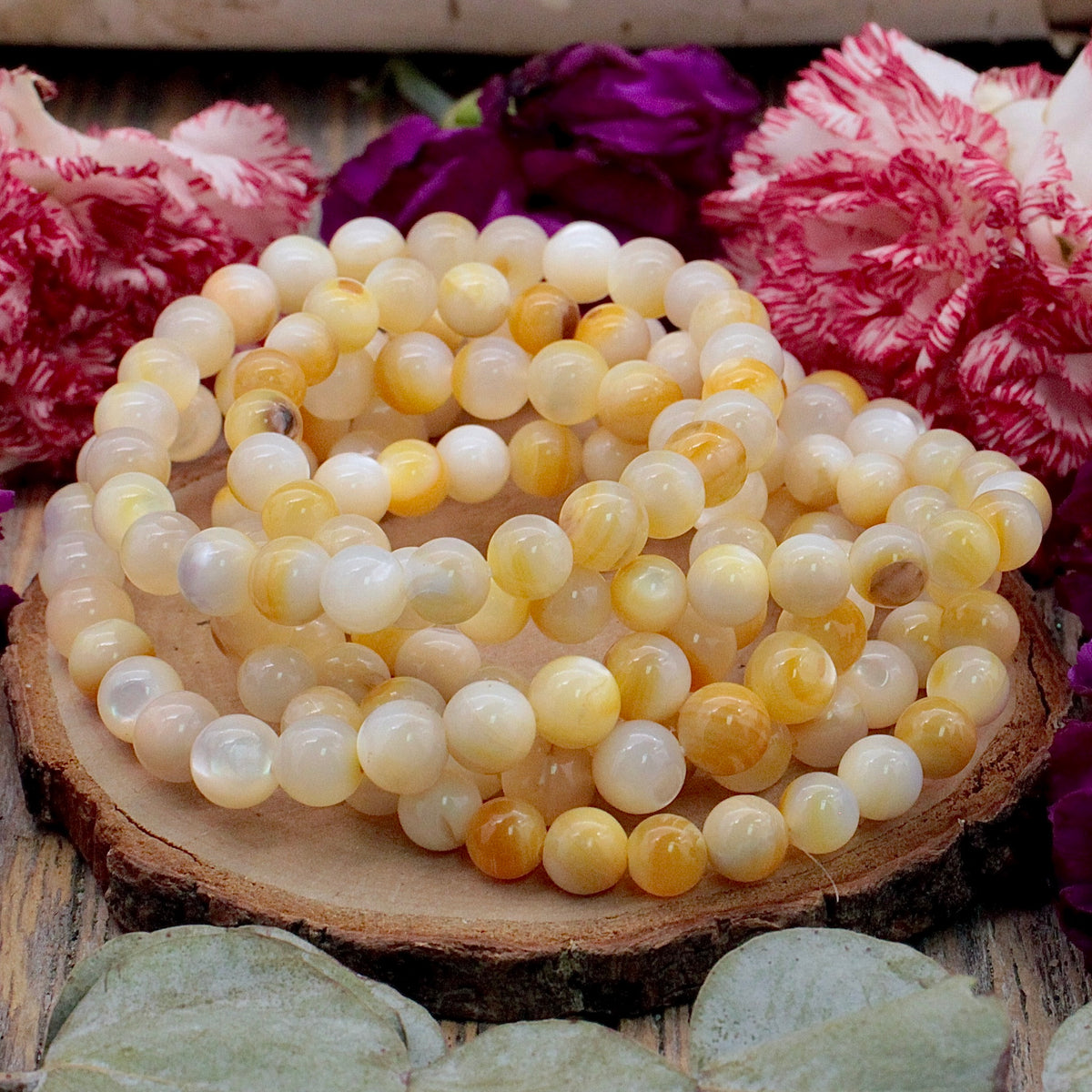 Yellow Mother of Pearl Bracelet - 6mm