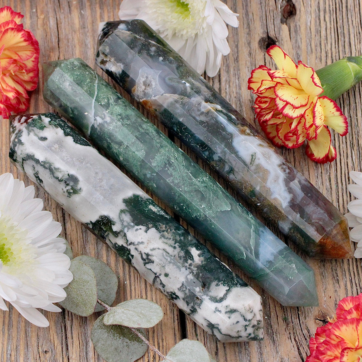 Moss Agate Vogel-Style Wand