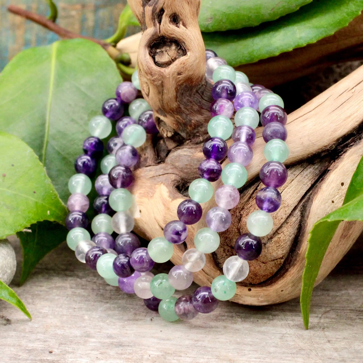 Amethyst Fluorite Green Aventurine Bracelet - 6mm