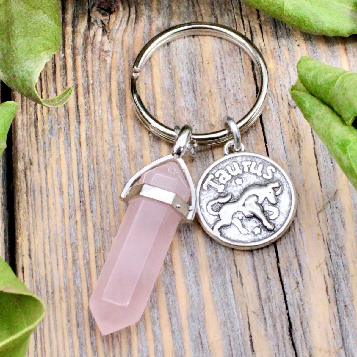 Rose Quartz Zodiac Keychain - Taurus