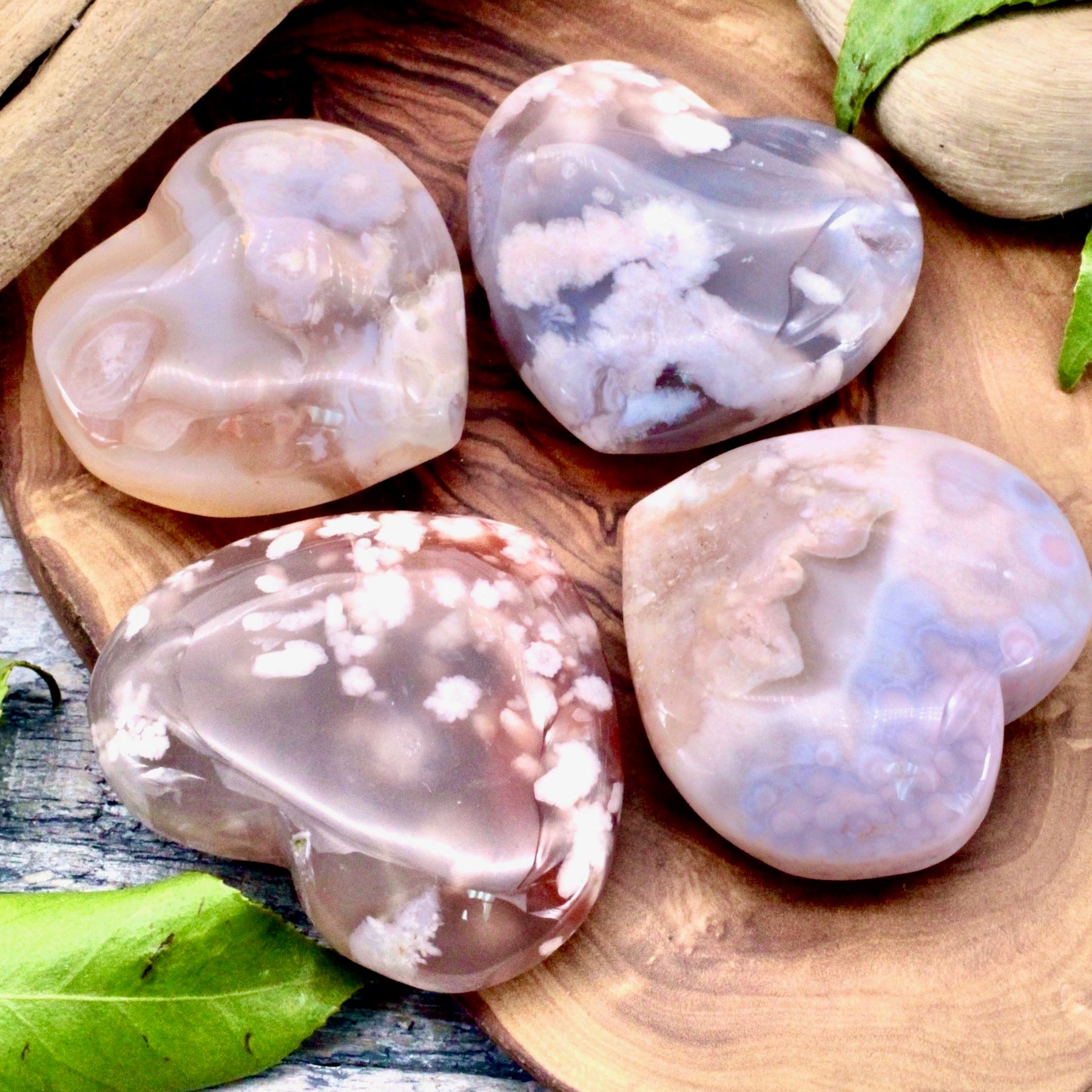 Flower Agate hearts