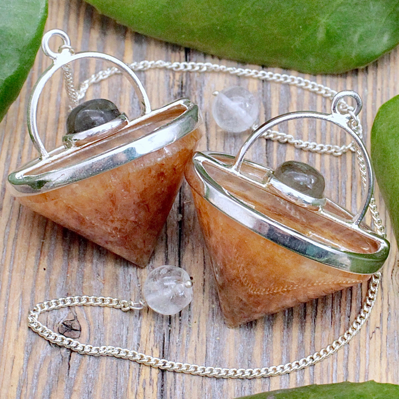 Yellow Aventurine Cone Pendulum with Labradorite Cabochon