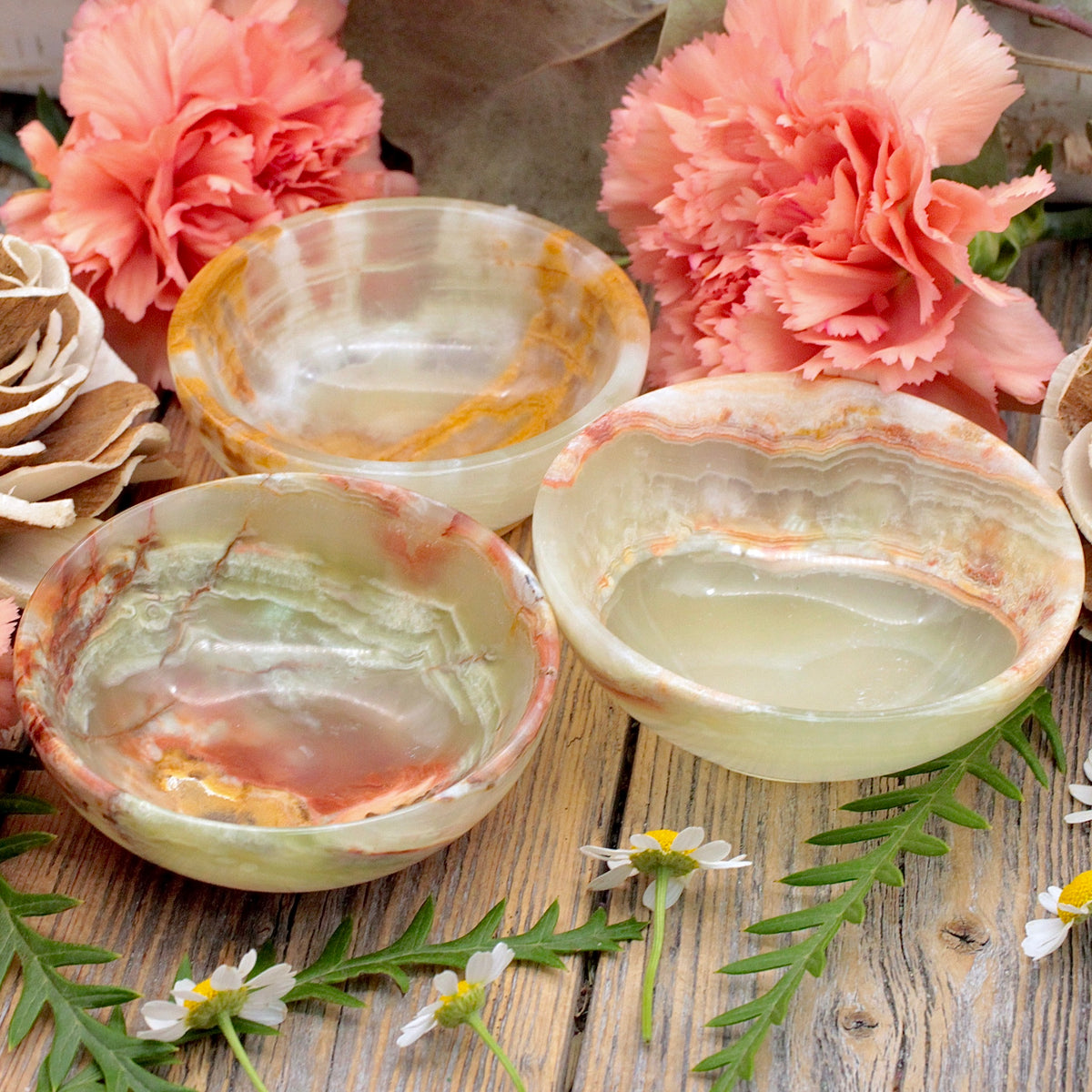 Green Banded Calcite Bowl