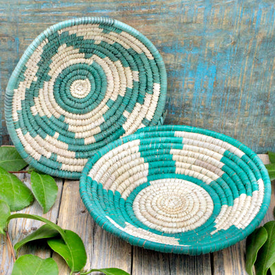 Teal Hand Woven Basket