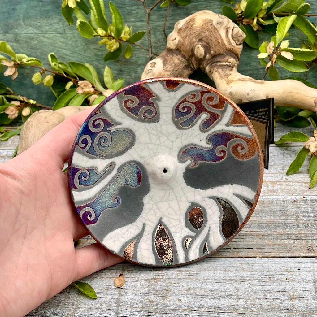 Raku Pottery Incense Holder -Tree of Life