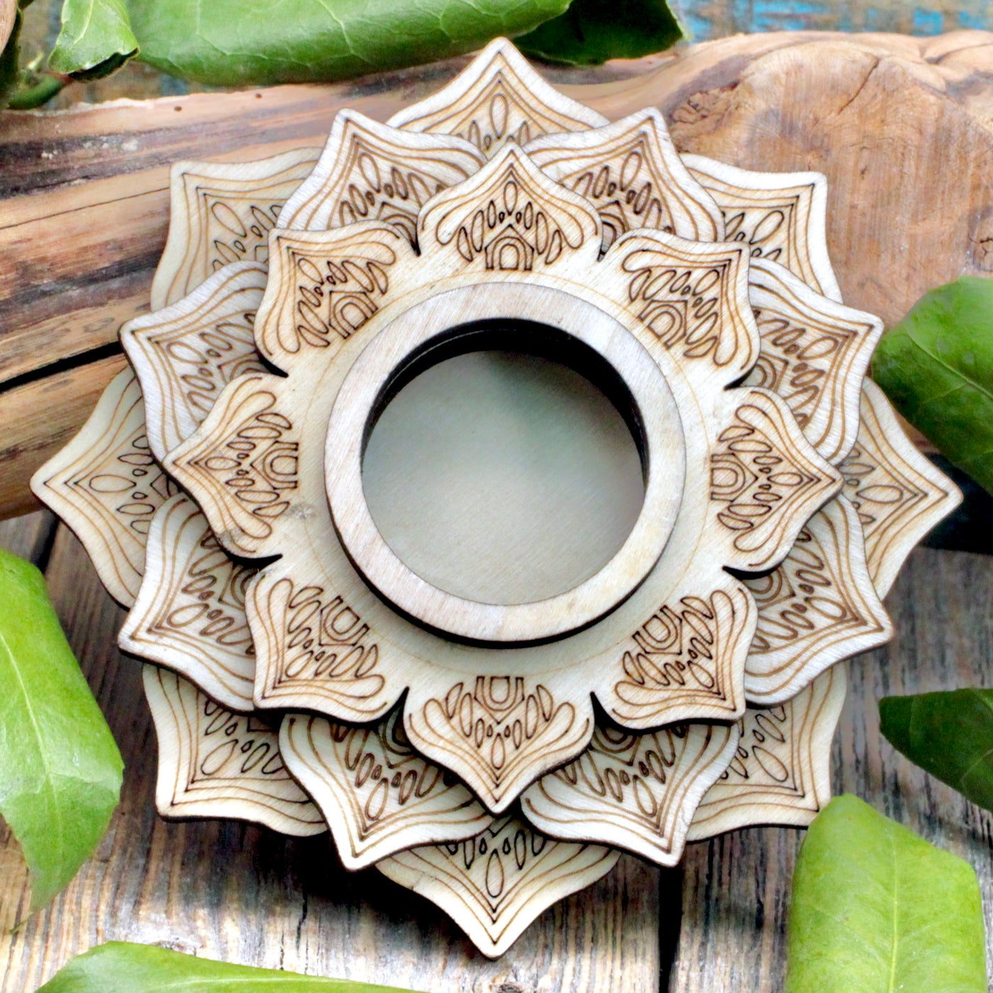 Wooden Lotus Sphere Holder