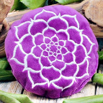 Round Purple Flower of Life Velvet Pillow