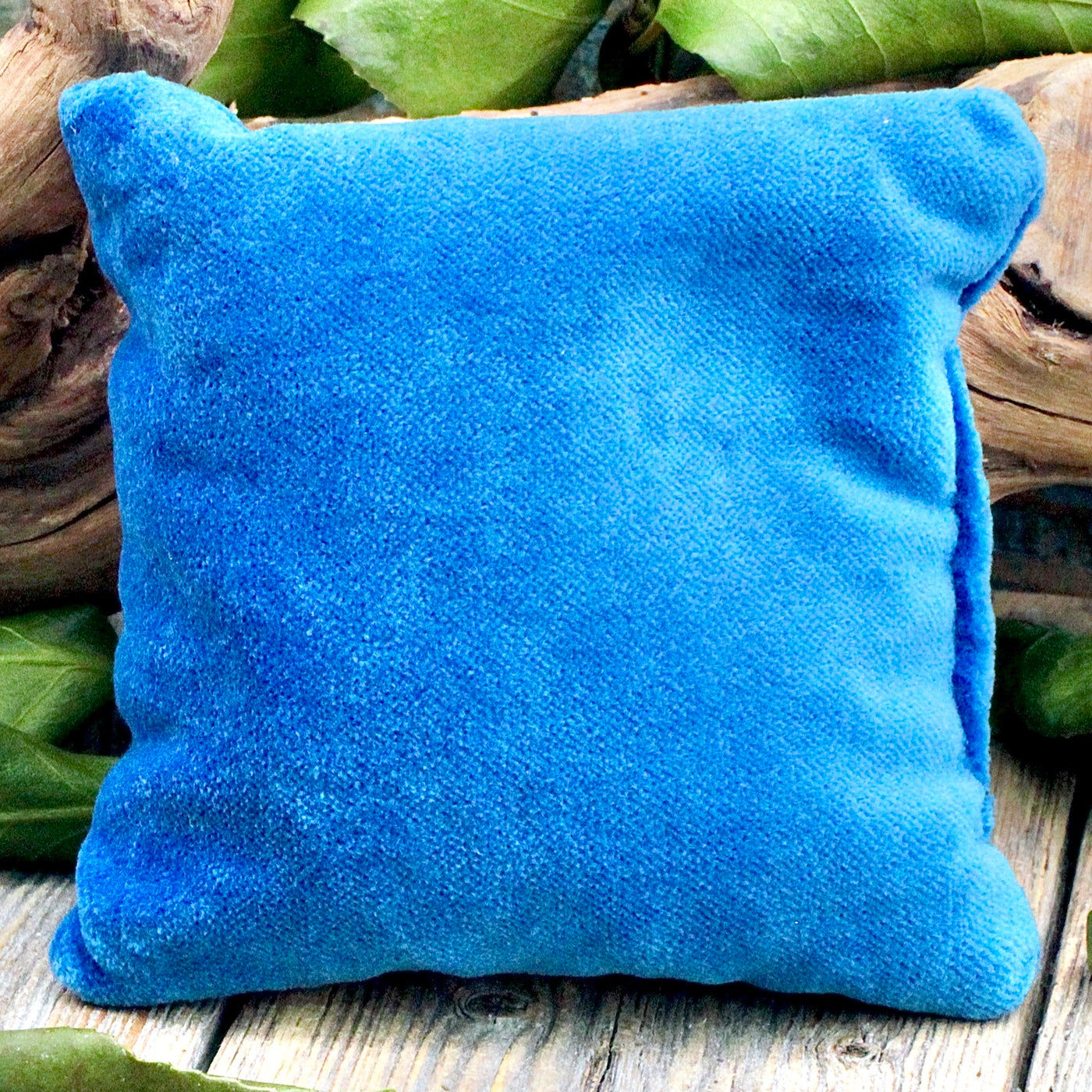 Square Blue Velvet Pillow
