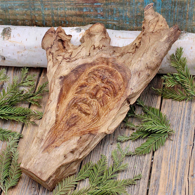 Driftwood Carved Face Wall Hanging