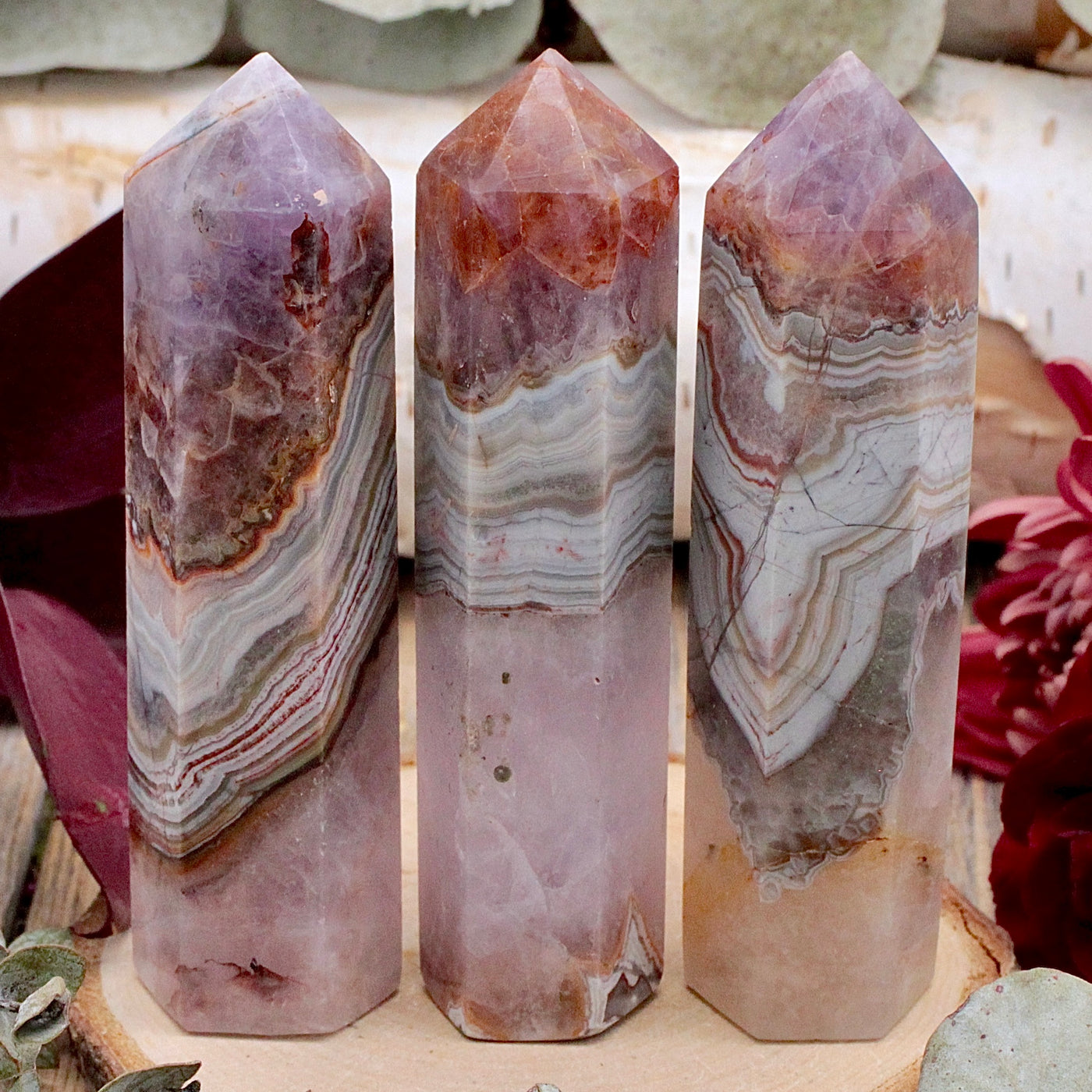 Amethyst and Crazy Lace Agate Tower