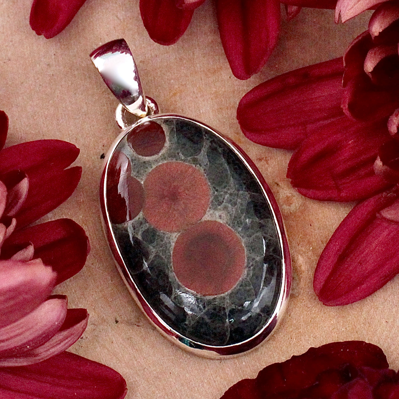 Peanut Obsidian Pendant - Sterling Silver