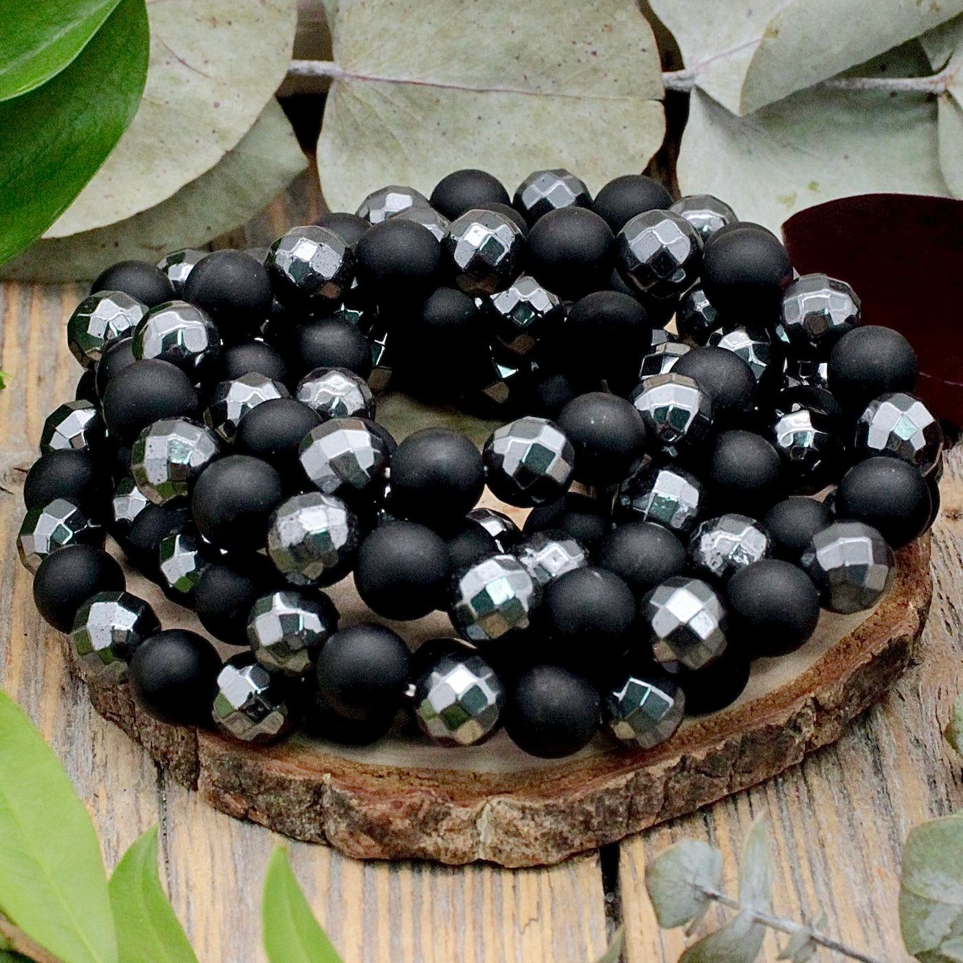 Hematite and Obsidian Bracelet - 8mm