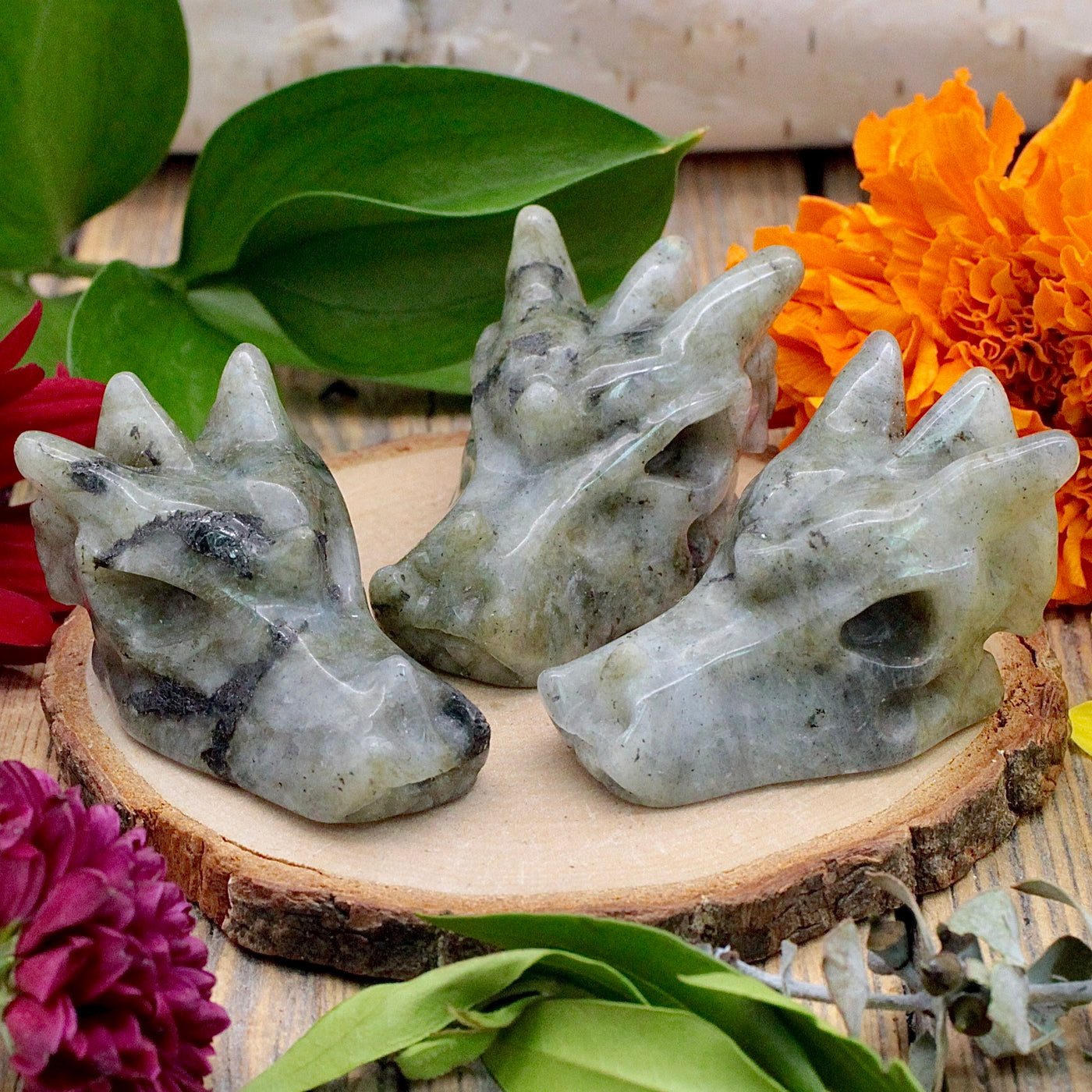Labradorite Dragon Skull
