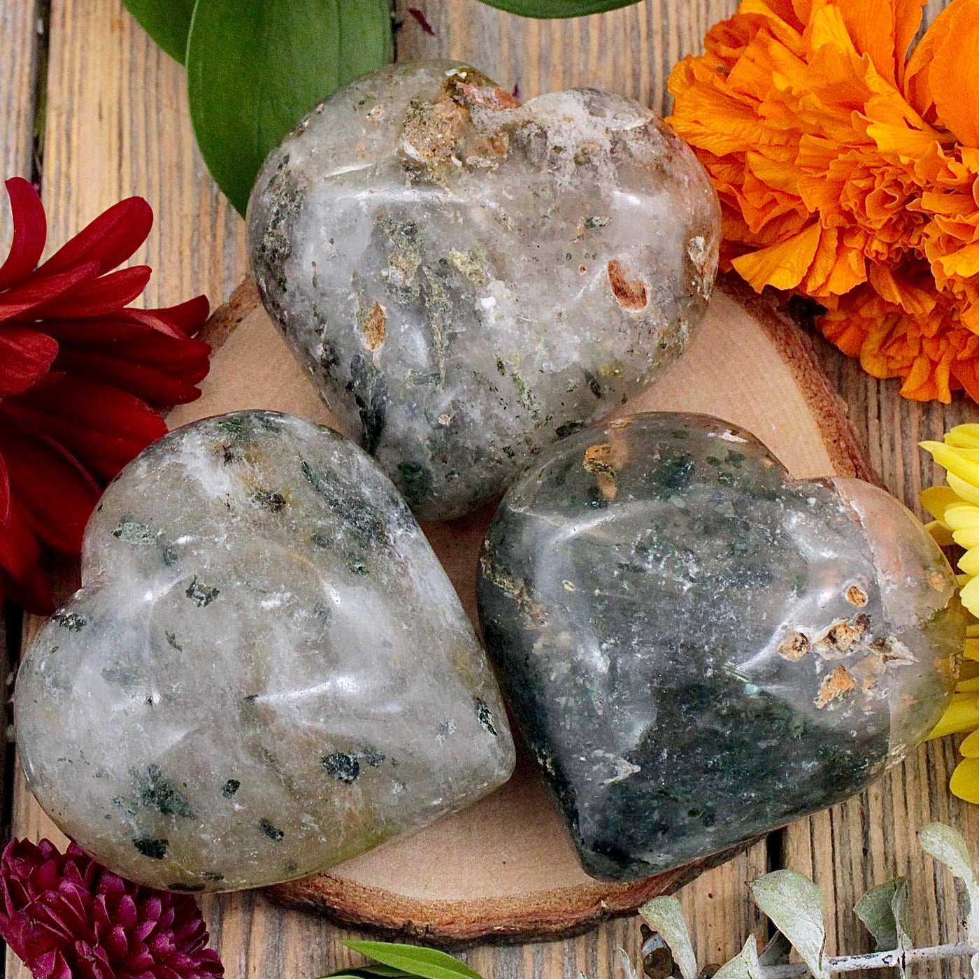 Clinochlore Quartz Heart