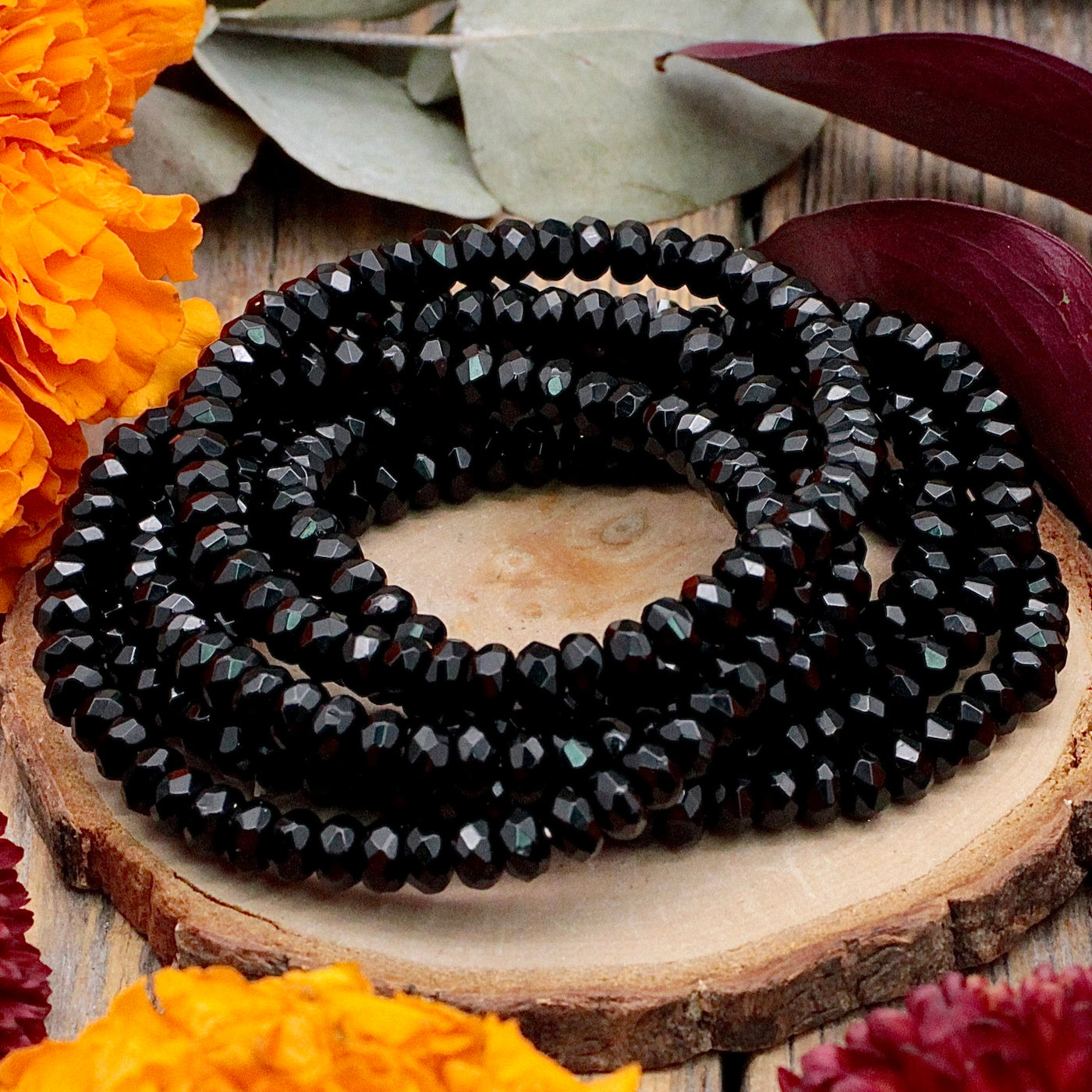 Black Onyx Faceted Rondelle Bracelet
