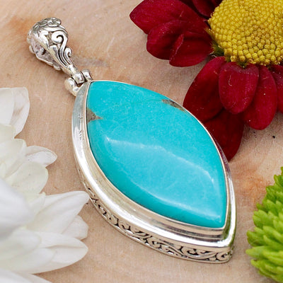 Kingman Turquoise Pendant - Sterling Silver