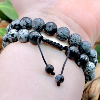 Snowflake Obsidian Adjustable Bracelet - 10mm