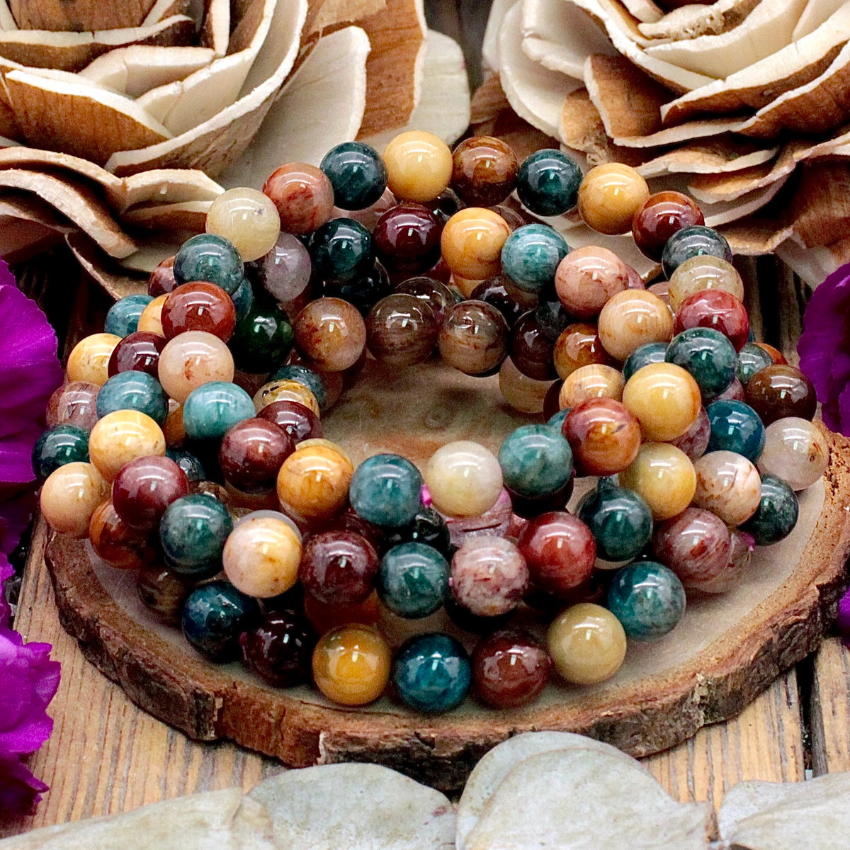 Apatite, Rutile Quartz and Yellow Jade Bracelet - 8mm