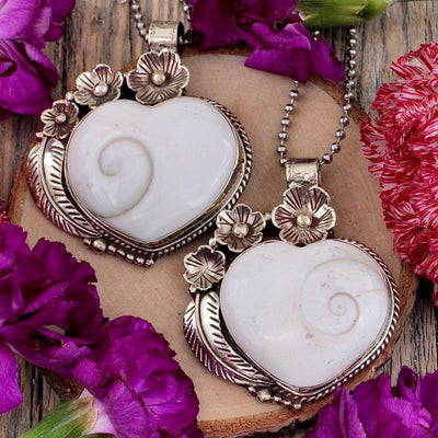 JB2876-Spiral-Shell-Heart-Pendant-Tibetan-Silver-B