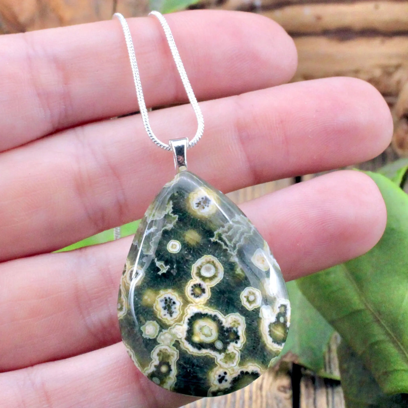 Ocean Jasper Pendant - Sterling Silver