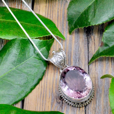 Amethyst Faceted Oval Pendant - Large