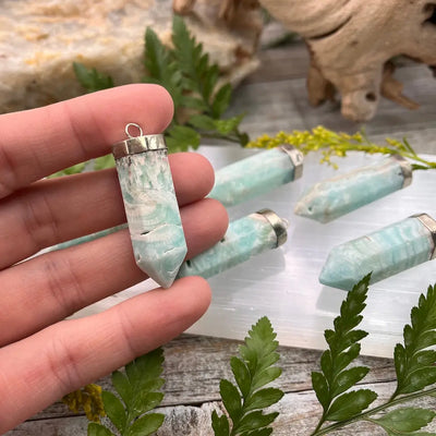 Caribbean Blue Calcite Point Pendant