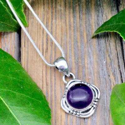 Amethyst Diamond-Shaped Pendant - Sterling Silver