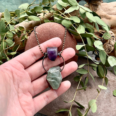 Amethyst and Fluorite Double Decker Necklace