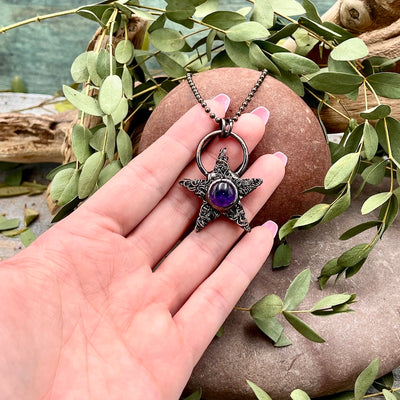 Amethyst Star Necklace - Bronze