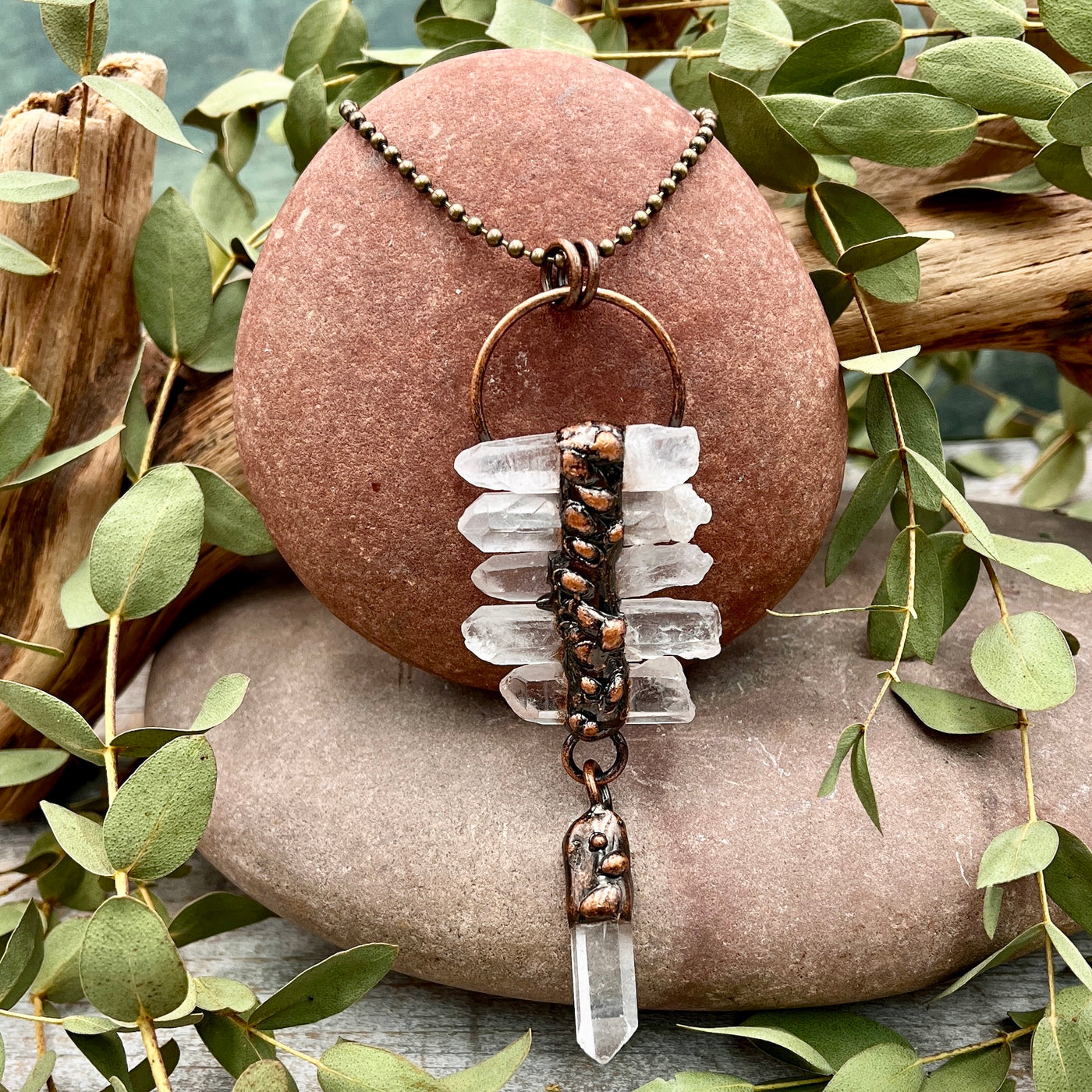 Quartz Stack Necklace - Bronze