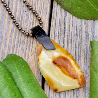 Amber Pendant with Wood Bail