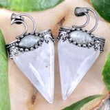 Quartz and Labradorite Pendant with Moon