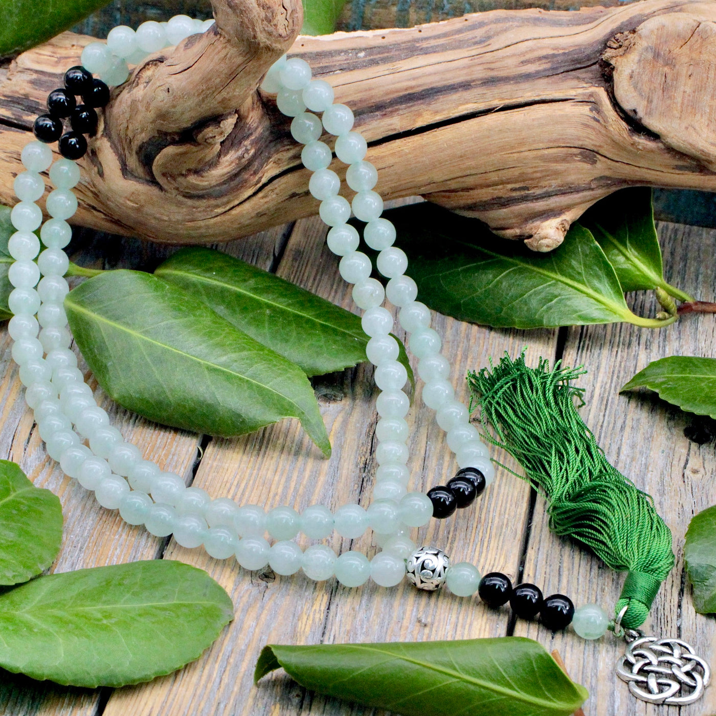 Green Aventurine and Black Onyx Mala