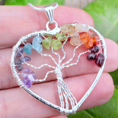 Chakra Tree of Life Heart Necklace