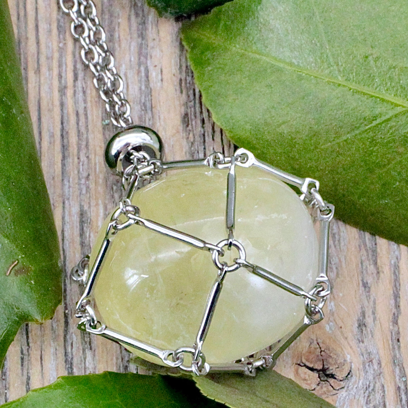 Citrine Metal Crystal Holder Necklace