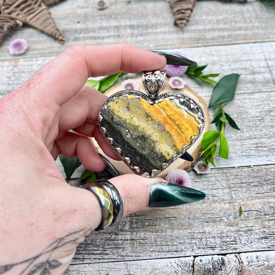 Bumblebee Jasper Heart Pendant