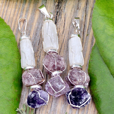 Crown Chakra Three Stone Pendant