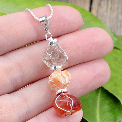 Sacral Chakra Three Stone Pendant