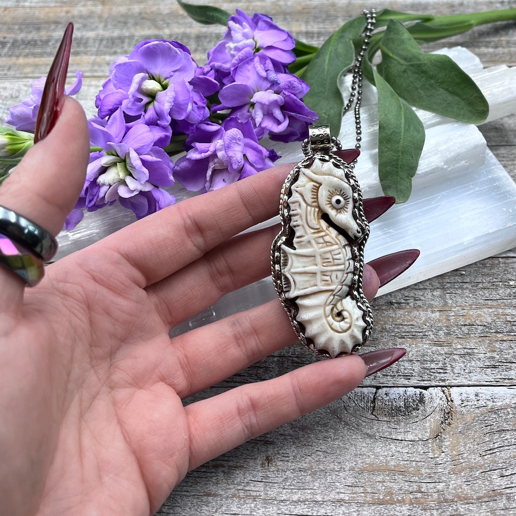 Bone Seahorse Pendant