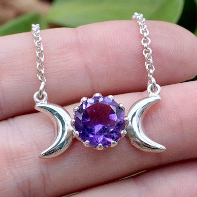 Amethyst Triple Moon Necklace