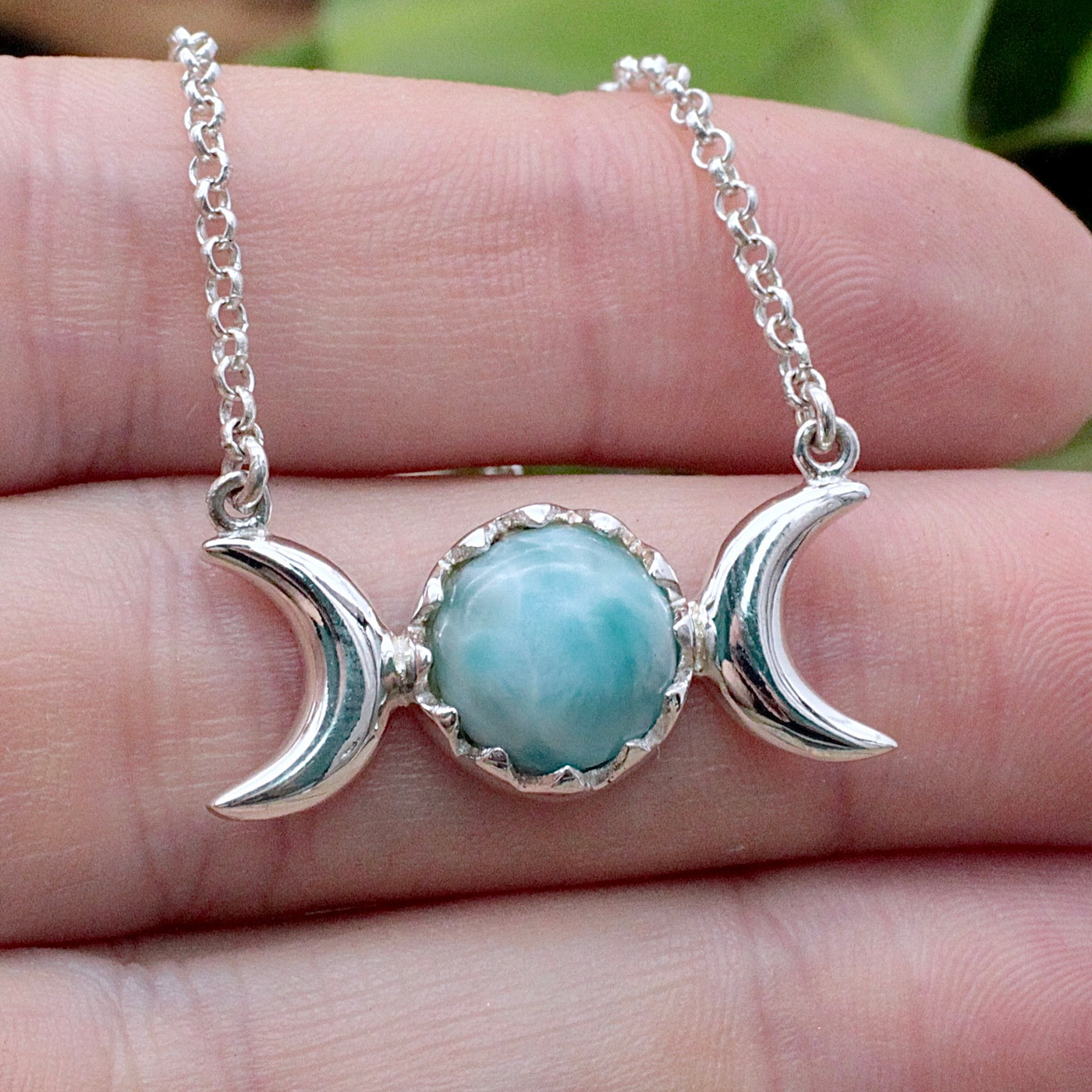 Larimar Triple Moon Necklace