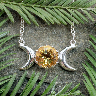 Citrine Triple Moon Necklace