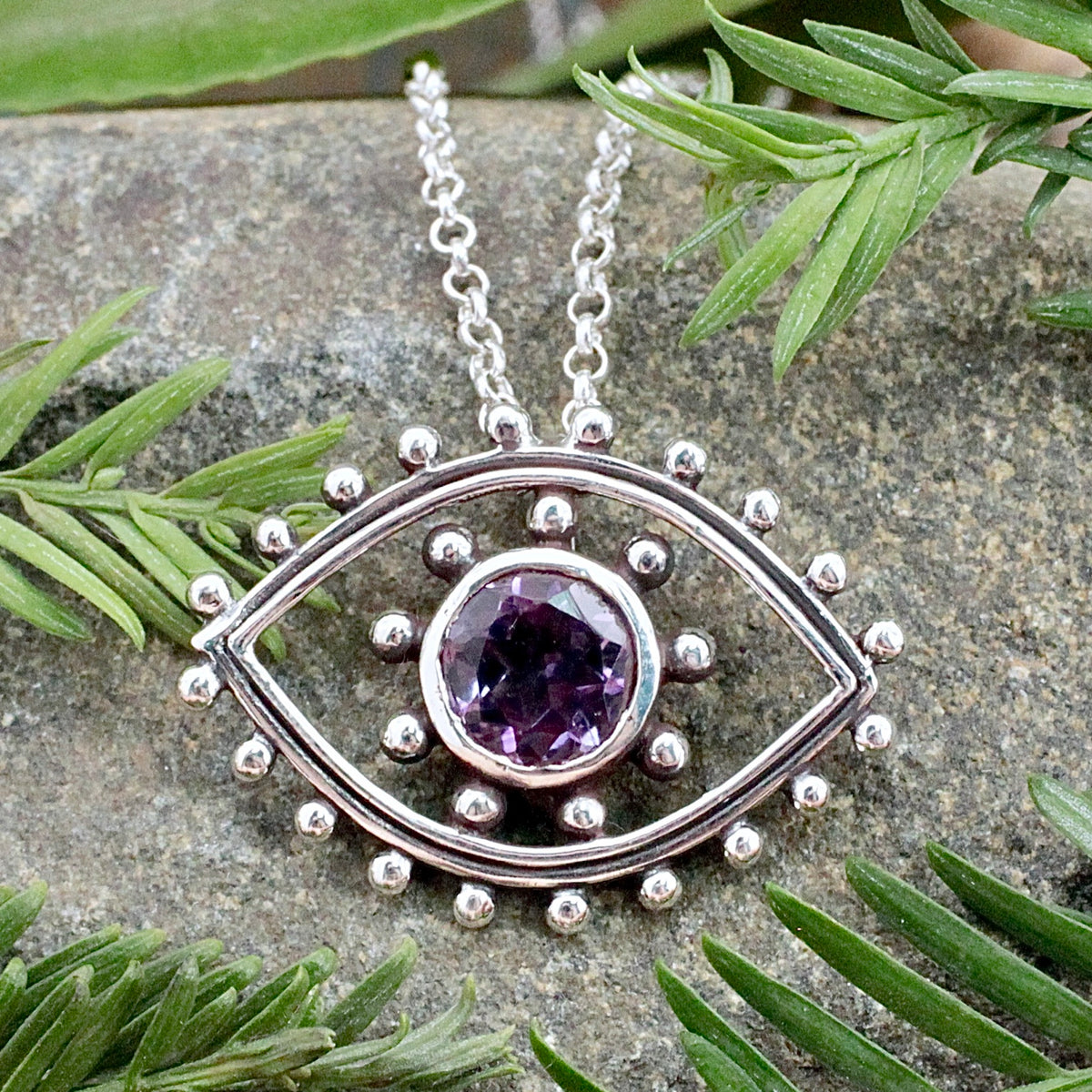 Amethyst Evil Eye Pendant