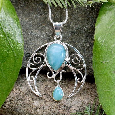 Larimar Moon Pendant