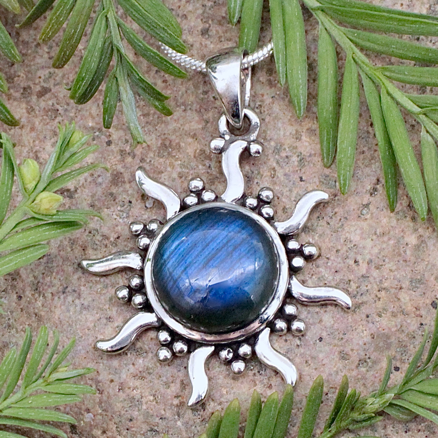 Labradorite Sun Pendant - Sterling Silver