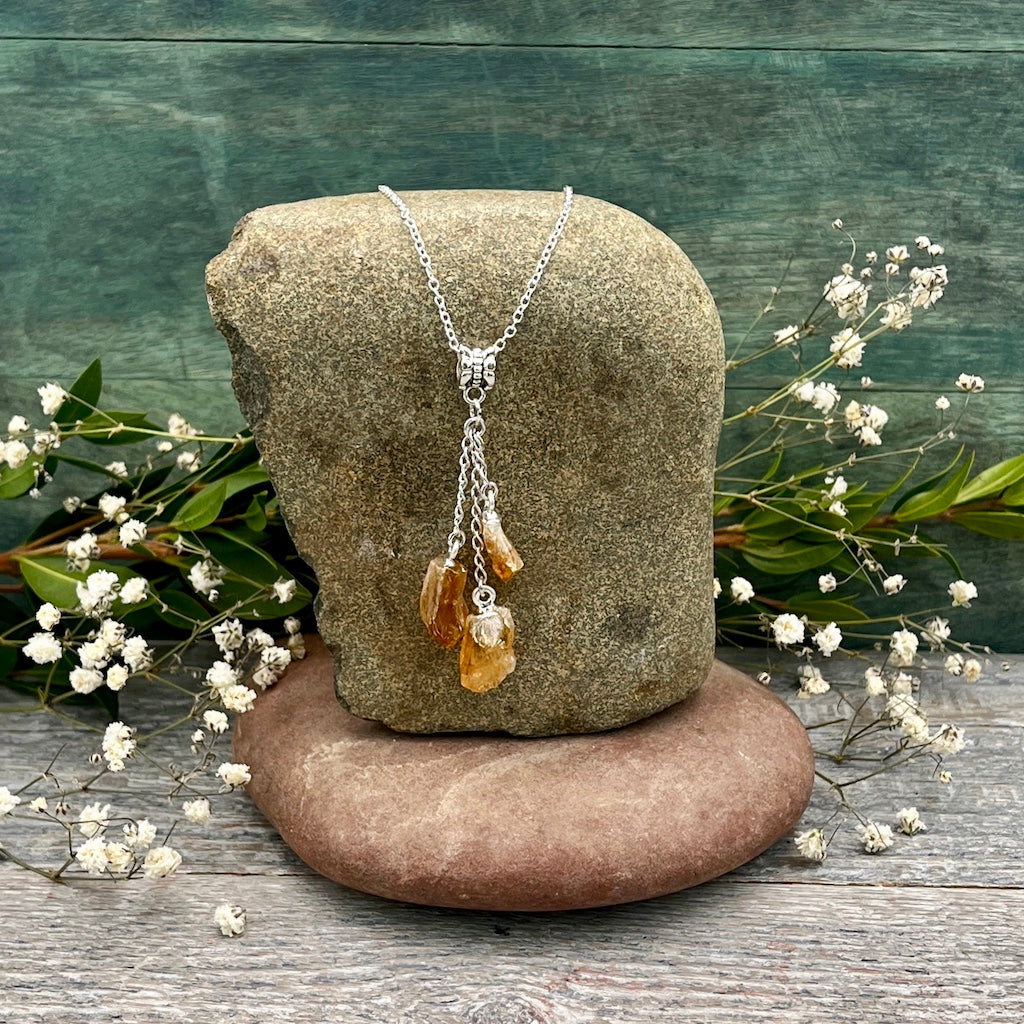 Citrine Triple Drop Necklace
