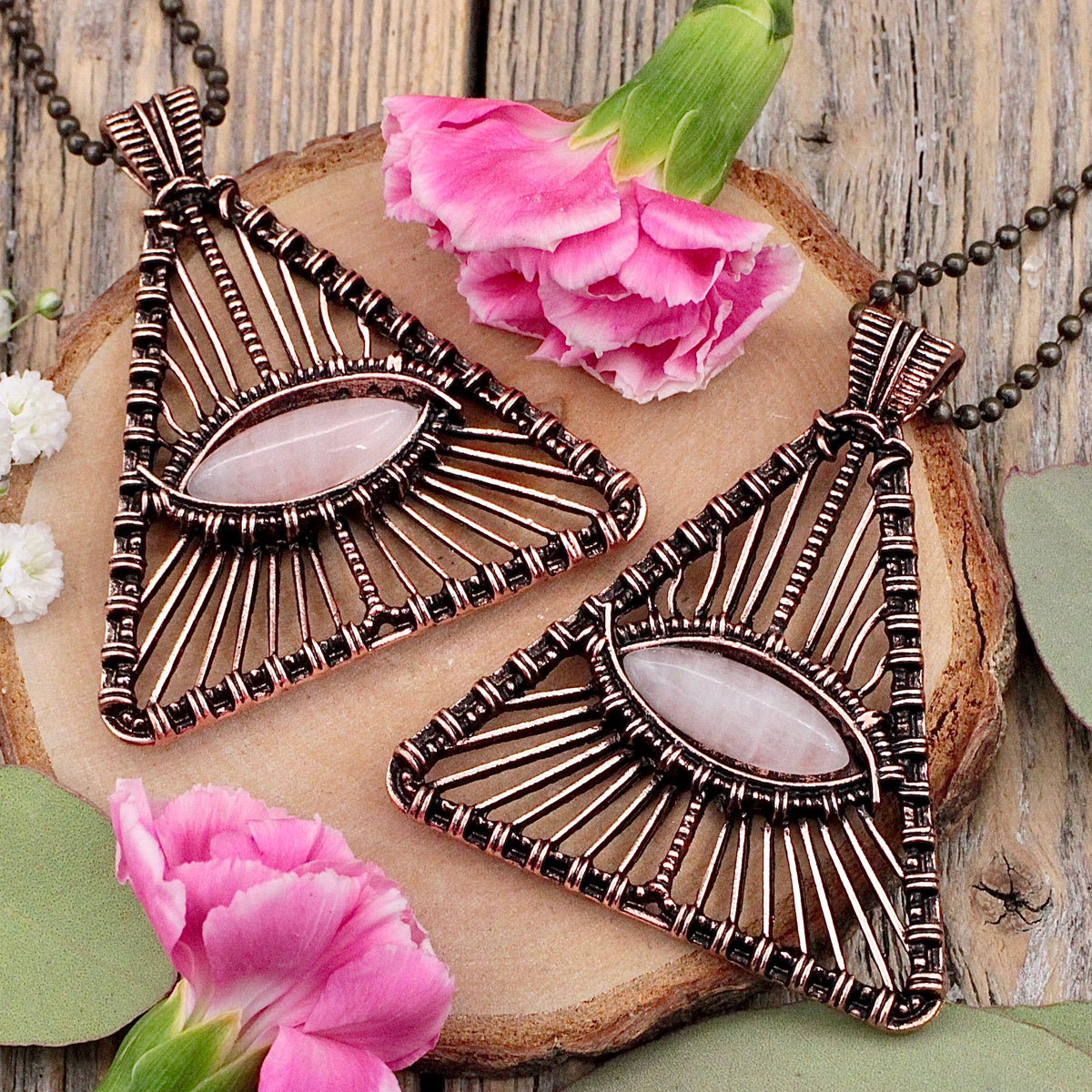 Rose Quartz All Seeing Eye Pendant