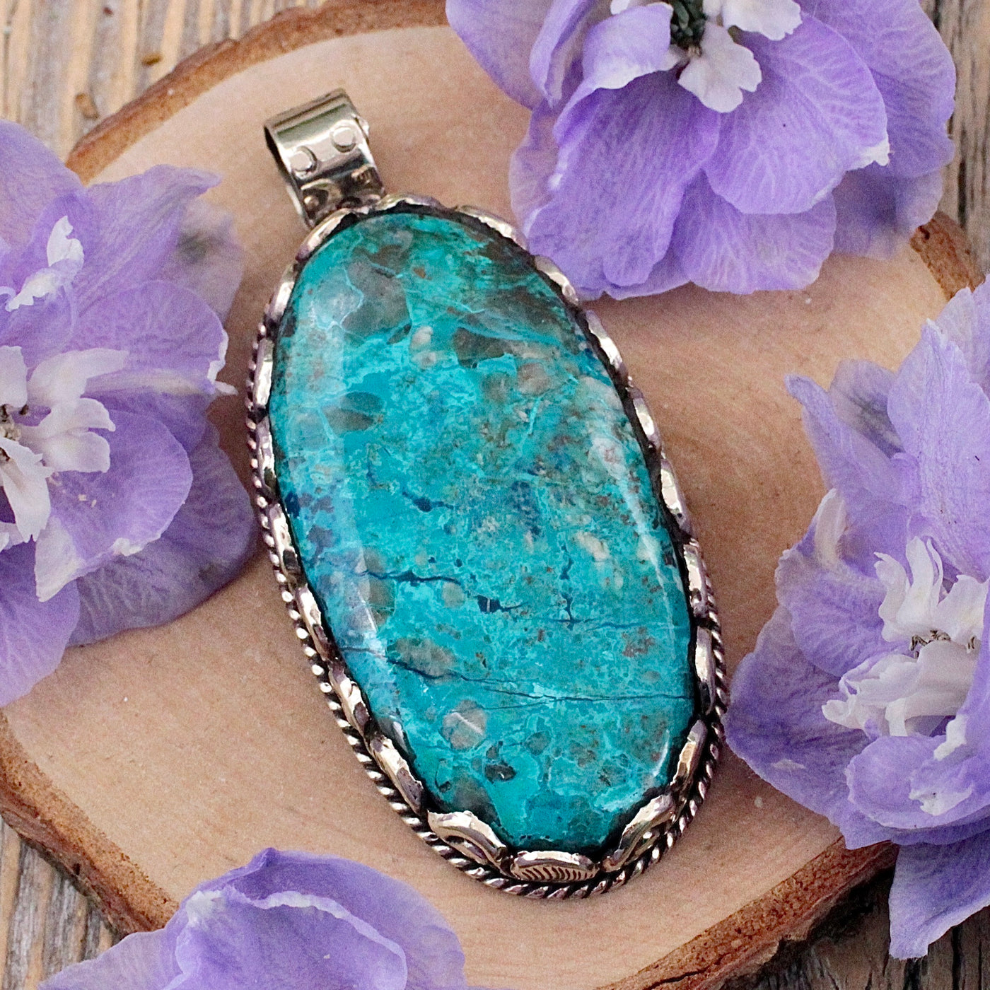 Chrysocolla Pendant - Tibetan Silver C