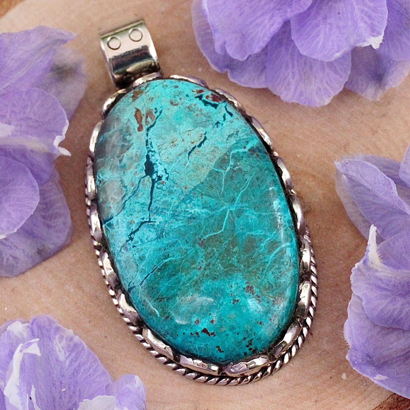 JN2832-Chrysocolla-Pendant-Tibetan-Silver-I